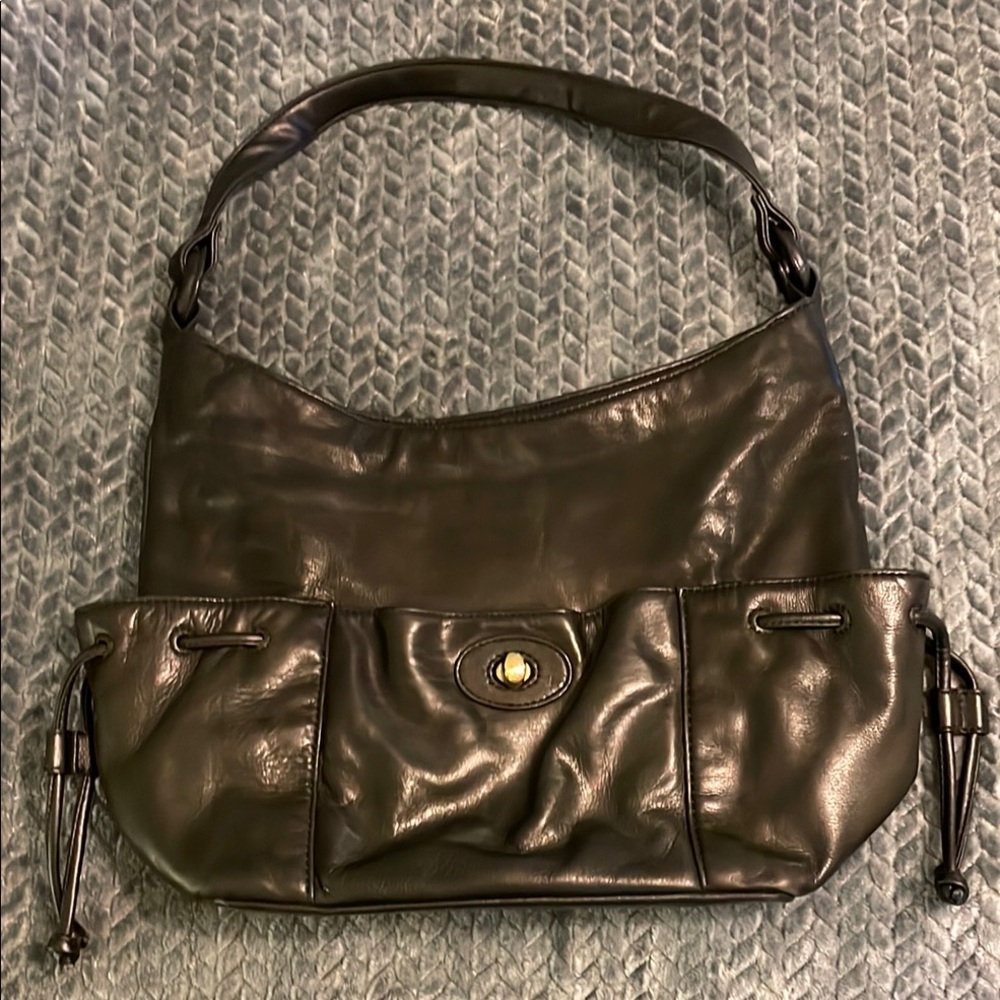 Apostrophe Black Hobo Bag with Textured Detailing